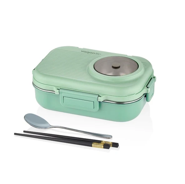 Vagonlife 1100 ML Çorba Kaseli-Metal Kaşıklı Paslanmaz Çelik Bento Lunch Box Yeni Nesil Sefer Tası ürün görseli 1