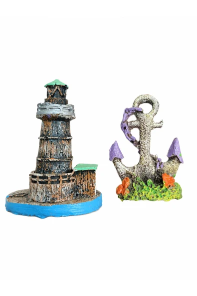Mini Akvaryum seti 2 Li Set- Deniz Feneri Mini Çapa ürün görseli 1