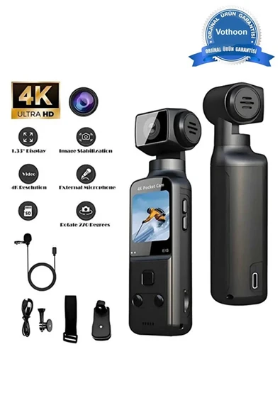 4k Ultra Hd 270° Döndürülebilir Su Geçirmez Wifi Vlog Spor Ve Aksiyon Kamerası ürün görseli 1