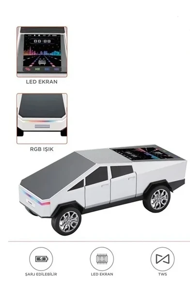 D68 Cyber Model Araba Tasarımlı Bluetooth Hoparlör 15w Güçlü Ses Rgb Led /tws/usb Beyaz ürün görseli 1