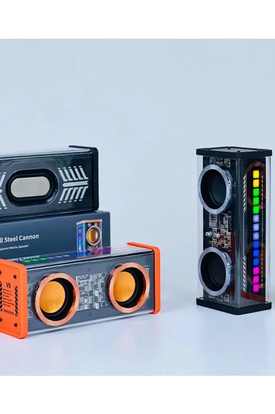 Şeffaf Mecha Müzik Tws Stereo Rgb İşıklı Hoparlör Kablosuz Bluetooth 5.0 Taşınabilir Hoparlör V9 ürün görseli 1