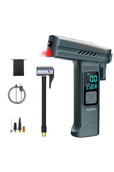 Araba Hava Pompası 4’ü 1 Arada: Kompresör + Cam Kırıcı + Kemer Kesici + Led Işık Şarjlı 4000mah Araç Kompresörlü ürün görseli 1
