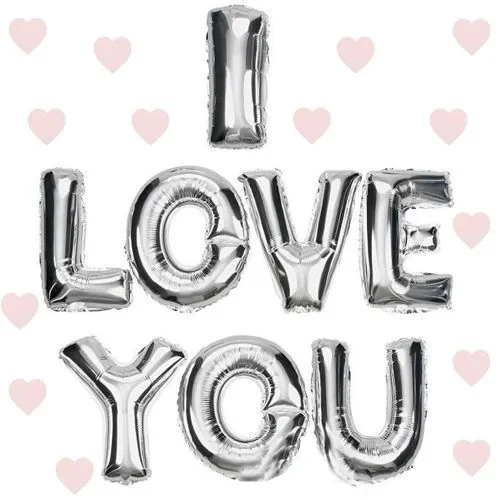 I Love You Folyo Balon Gümüş Renk 35 Cm ürün görseli 1