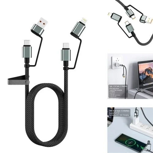 4’ü 1 Arada 100w Akıllı Tasarım Yüksek Dayanıklılık Çoklu Uyumlu Örgülü Hızlı Şarj Kablosu ürün görseli 1