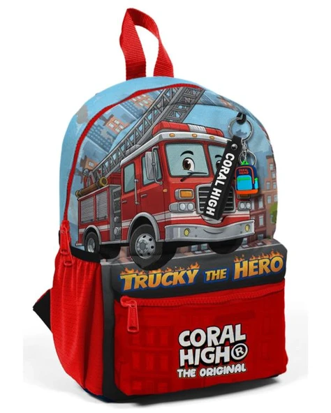 Coral High Minik Yuva Sırt Çantası Kırmızı Mavi İtfafiye Desenli İki Bölmeli 33263 ürün görseli 1