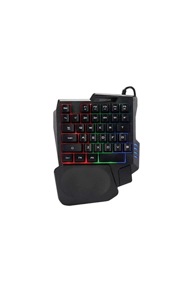 PGS202 Kablolu Rainbow Led Aydınlatma Ergonomik Mini Gaming Oyuncu Klavye Siyah ürün görseli 1