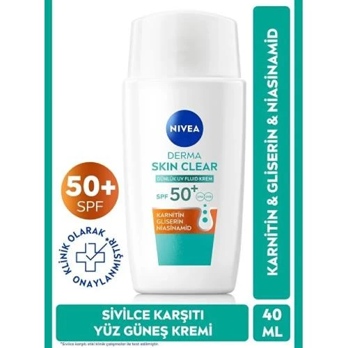 Nivea Derma Skin Clear Uv Fluid Spf50 Sivilce Karşıtı Güneş Koruyucu Yüz Kremi 40 Ml ürün görseli 1