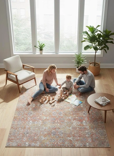 Fenomen Carpet Otantik Koleksiyonu Yumuşak Dokulu Eskitme Vintage Halı ürün görseli 1