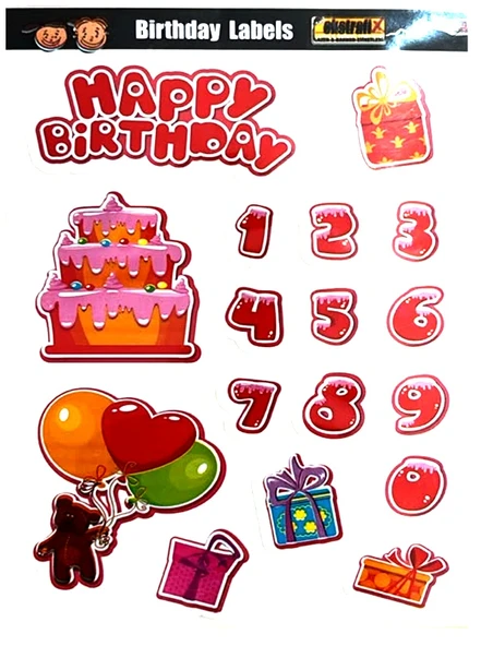 Dekoratif Etiket Sticker Brithday Labels 80X120Mm Dl-006 - 4 adet ürün görseli 1