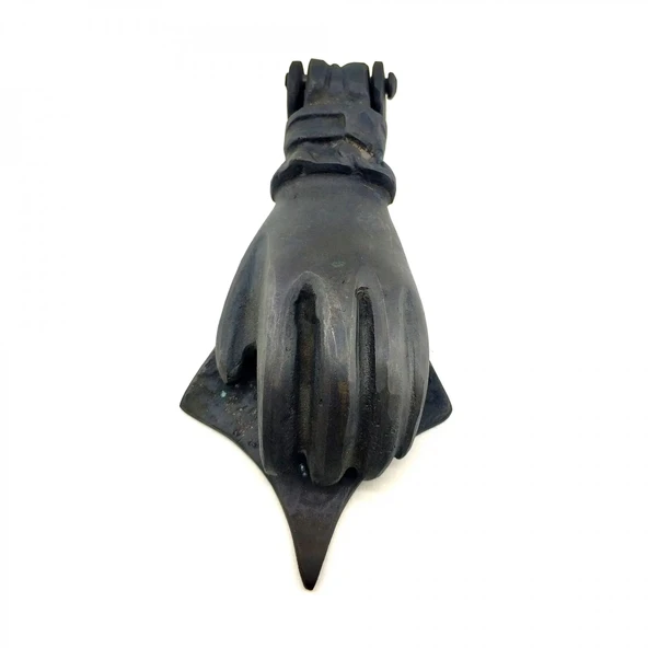 Antika Tarz Dekoratif Pirinç El Kapı Tokmağı, Taktak - 167x75 Mm, Oksit ürün görseli 1