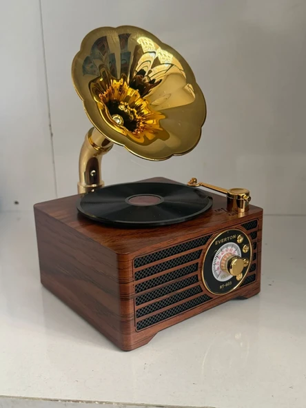 Everton RT-603 Özel Plak ve Gramafon Tasarım Klasik Retro Nostalji Bluetooth/USB/Sd/ Radyo Mp3 Player Müzik Kutusu ürün görseli 1