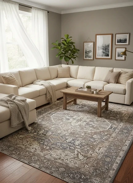 Fenomen Carpet Otantik Koleksiyonu Yumuşak Dokulu Eskitme Vintage Halı ürün görseli 1