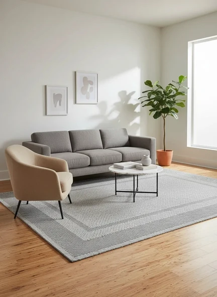 Fenomen Carpet Lotus Koleksiyonu Bordürlü Temizlenebilir Sisal Halı ürün görseli 1