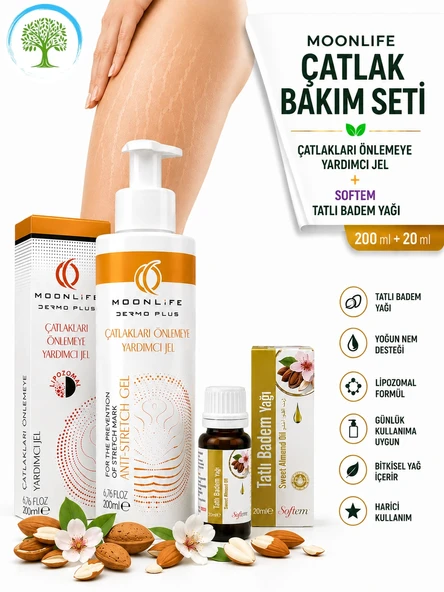 Moonlife Çatlak Önlemeye Yardımcı Jel 200 ml & Softem Tatlı Badem Yağı 20 ml ürün görseli 1