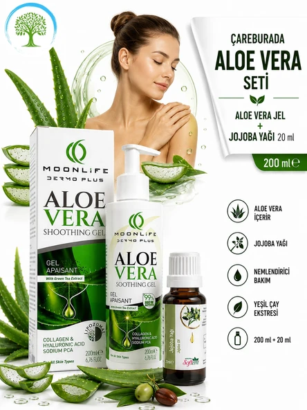 MoonLife AloeVera Jel 200 ml & Softem Jojoba Yağı 20 ml ürün görseli 1