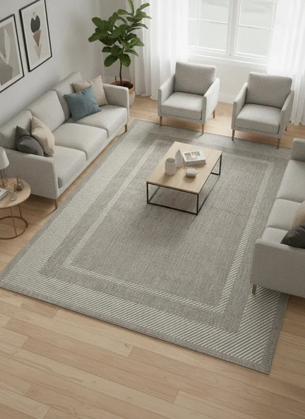 Fenomen Carpet Lotus Koleksiyonu Bordürlü Temizlenebilir Sisal Halı ürün görseli 1