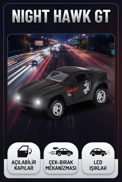 Speed Champion Gece Kartalı Mustang GT Araba - Kapıları Açılan Led Işıklı Off-Road Modeli Araba ürün görseli 1