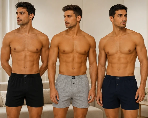 Tutku Elit Havlu Belli Düğmeli Saf Pamuk Erkek Boxer 3 ADET ürün görseli 1