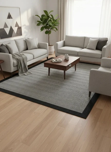 Fenomen Carpet Lotus Koleksiyonu Bordürlü Temizlenebilir Sisal Halı ürün görseli 1