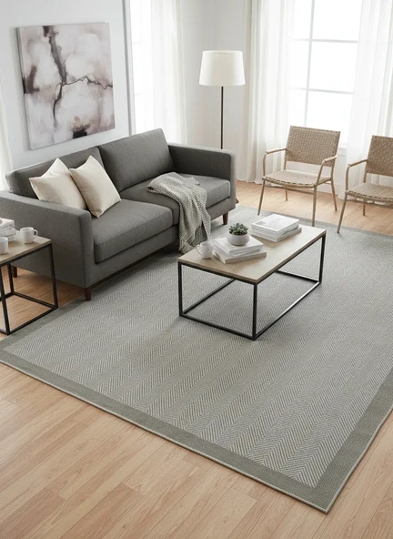 Fenomen Carpet Lotus Koleksiyonu Bordürlü Temizlenebilir Sisal Halı ürün görseli 1