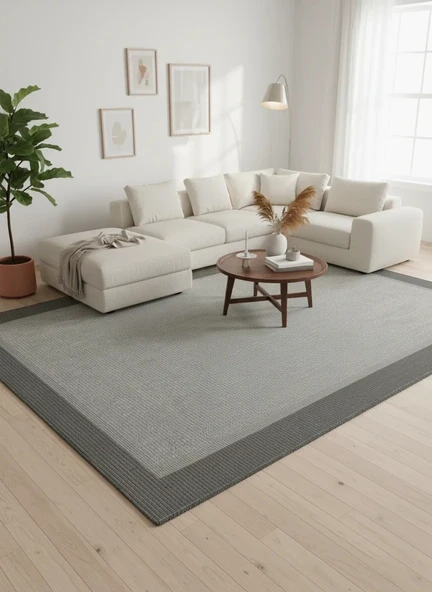 Fenomen Carpet Lotus Koleksiyonu Bordürlü Temizlenebilir Sisal Halı ürün görseli 1