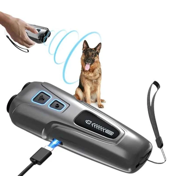Ultrasonik Kedi Köpek Kovucu Köpek Eğitici Cihaz LED Flaşlı Şarjlı Taşınabilir Hayvan Uzaklaştırıcı ürün görseli 1