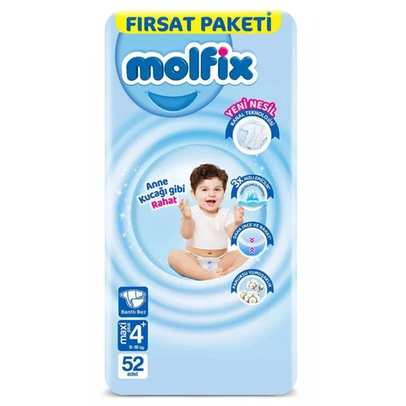 Molfix Bebek Bezi Fırsat Paketi 4+ Beden 9-16 Kg 52 Adet ürün görseli 1