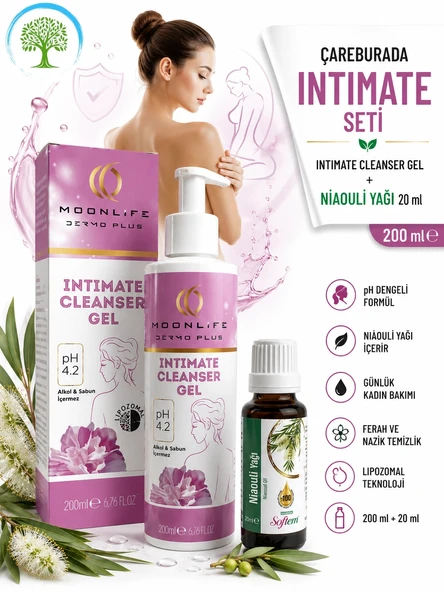 Moonlife - İntim Temizlik Jeli 200 Ml (pH 4.2) & Softem Niaouli Yağı 20 ml ürün görseli 1