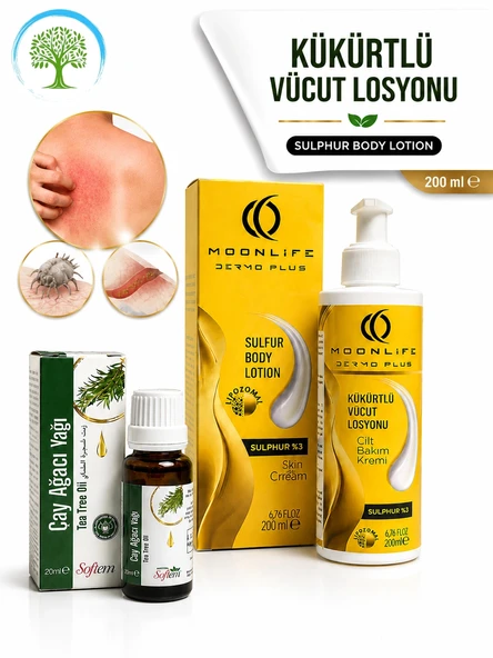 Moonlife Kükürtlü Vücut Losyonu 200 ml & Softem Çay Ağacı Yağı 20 ml ürün görseli 1
