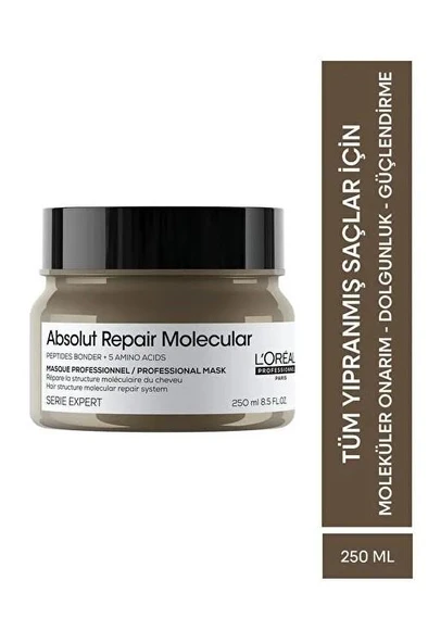 Loreal Professionnel Absolut Repair Molecular Tüm Yıpranmış Saçlar İçin Yoğun Onarıcı Maske 250 Ml ürün görseli 1