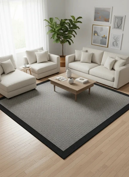 Fenomen Carpet Lotus Koleksiyonu Bordürlü Temizlenebilir Sisal Halı ürün görseli 1