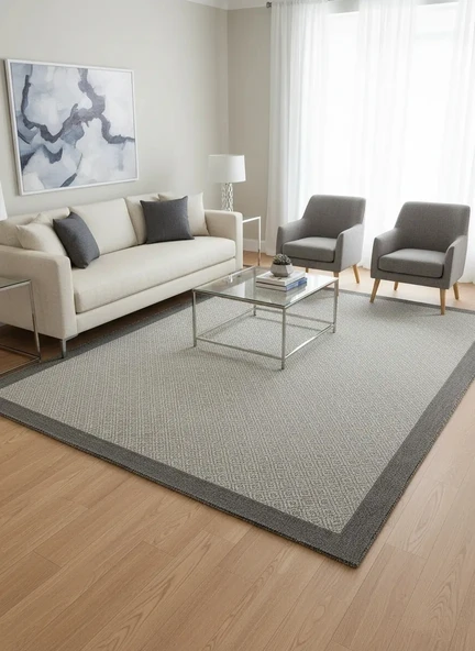 Fenomen Carpet Lotus Koleksiyonu Bordürlü Temizlenebilir Sisal Halı ürün görseli 1