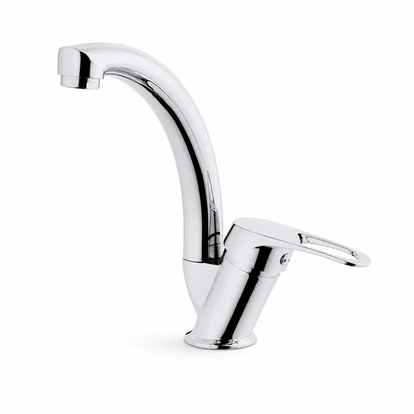 Purvex Home Klasik Kuğu Lavabo Bataryası Aç Kapa Eviye Musluğu Mutfak Ve Banyo Tezgah Üstü Krom Pirinç Musluk Batarya Seti Lüks Döner Borulu ürün görseli 1