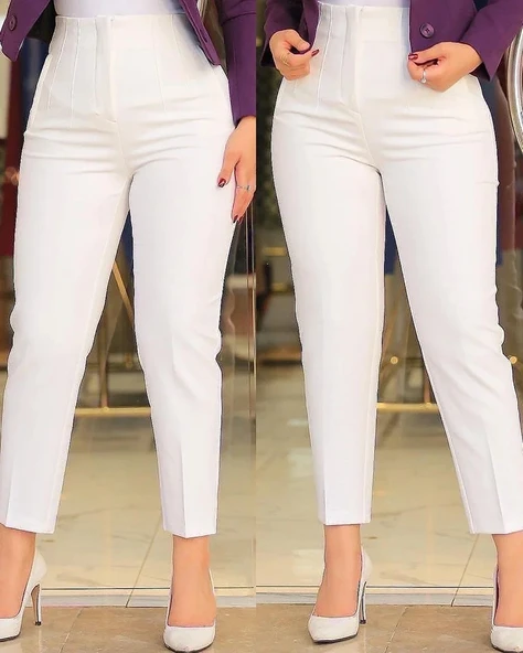 Kadın üste Oturan Paçası Bilek üzerinde Biten Atlas Kumaş Pantolon 36 (S) - 50 (5XL) ürün görseli 1