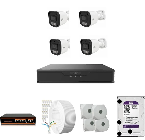 Unv 2 Mp Ip Kamera 4 Kameralı Full Hd Set Sesli ürün görseli 1