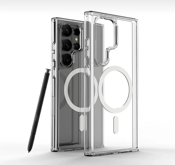Samsung Galaxy S25 Plus uyumlu Magsafe şeffaf slikon kılıf arka kapak lüx kılıf ürün görseli 1