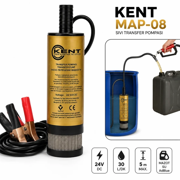 Kent 24 Volt Sıvı Transfer Pompası Mazot Pompası Büyük Süzgeçli ürün görseli 1
