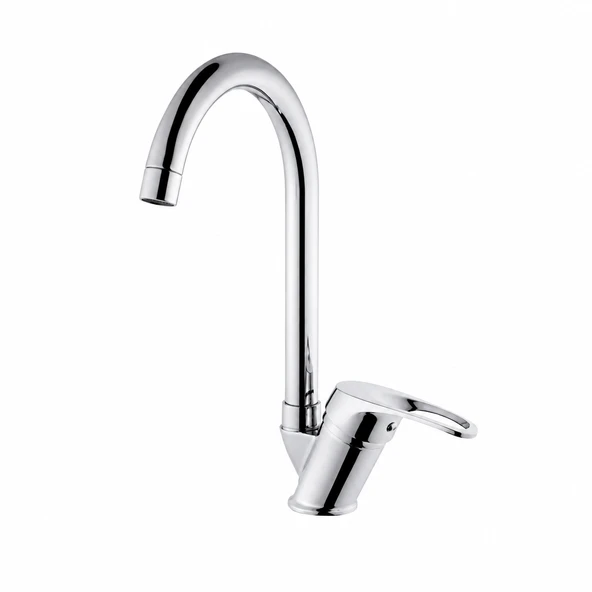Purvex Home Klasik Mix Kuğu U Boru Evye Bataryası - Pirinç Gövde Krom Kaplama Aç-Kapa Mutfak Tezgah Üstü Musluğu ürün görseli 1