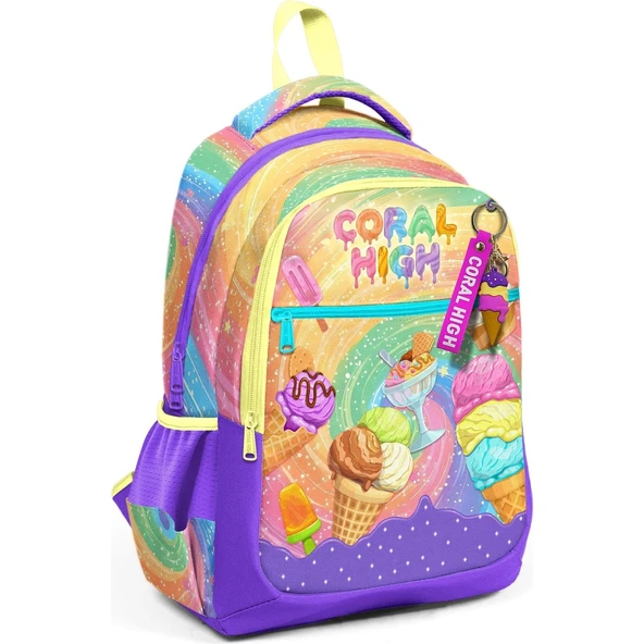Coral High Kids Milka Dondurma Desenli Üç Bölmeli Okul Sırt Çantası 33254 ürün görseli 1