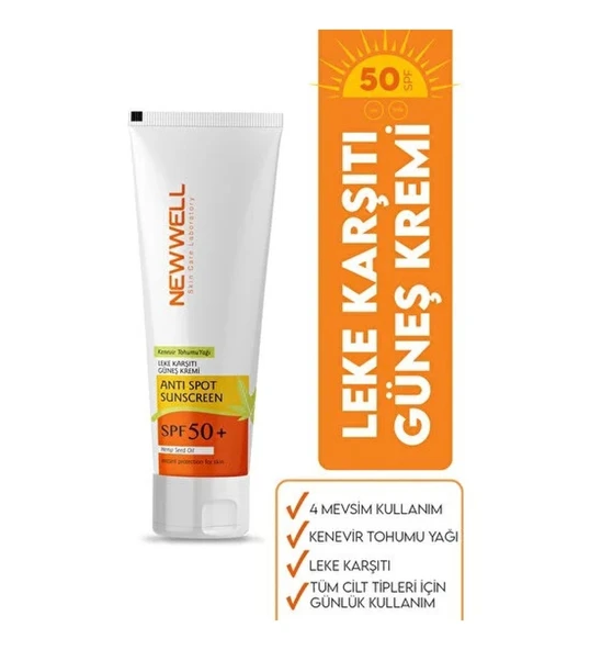 New Well Leke Karşıtı Yüz Güneş Kremi SPF 50+ 50 ml | UVA/UVB Koruma | Hafif Yapı | Günlük Kullanım ürün görseli 1
