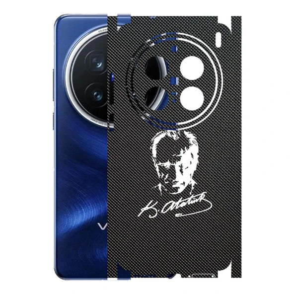 Vivo X200 Pro ile Uyumlu Bumper Serisi Premium Kaplama 360  Atatürk İmzalı Siyah ürün görseli 1