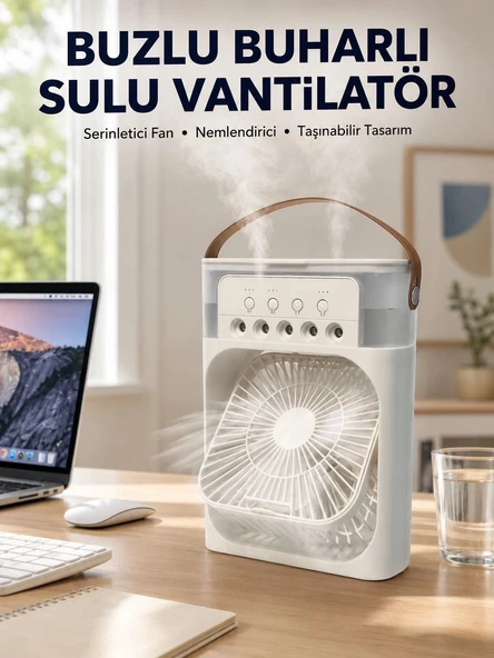 Spreyli Mini Masaüstü Fan | 500ML Su Hazneli, 3 Kademeli Soğutucu Yeni Nesil ürün görseli 1