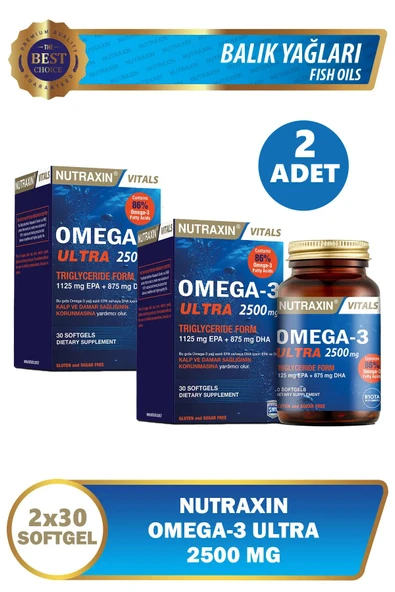 Nutraxin Vitals Omega-3 Ultra 2500 mg 30 Softgel 2 Adet ürün görseli 1