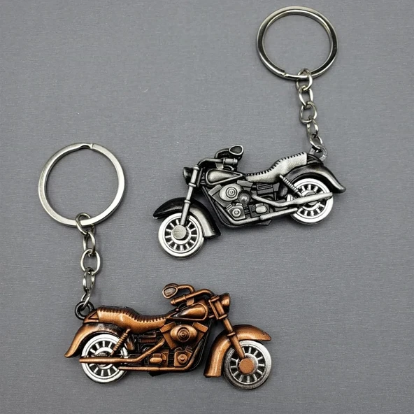 Motor Tasarımlı Metal Anahtarlık - Klasik Motosiklet Modeli ürün görseli 1