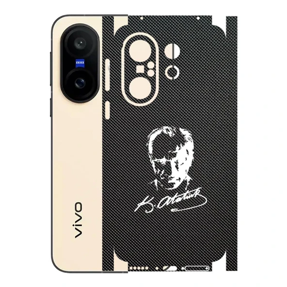 Vivo X200 FE ile Uyumlu Bumper Serisi Premium Kaplama 360  Atatürk İmzalı Siyah ürün görseli 1