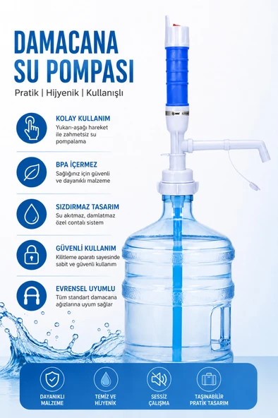 Pilli Damacana Su Pompası Otomatik BPA İçermeyen D Tip Pille Çalışan Damacana Pompası ürün görseli 1