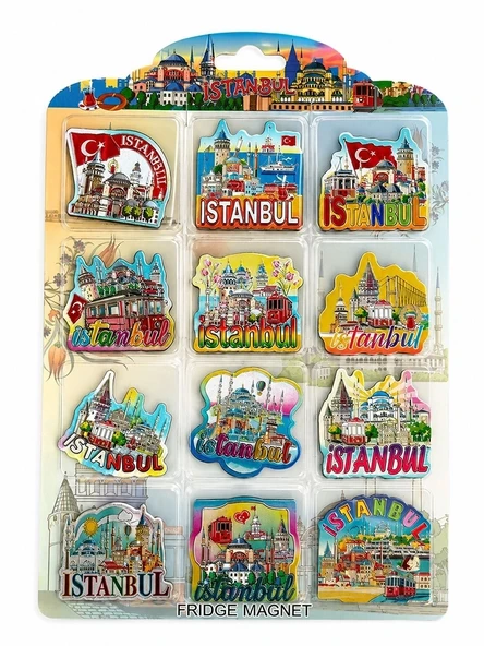 İstanbul Temalı Silikon Buzdolapı Süsü Magnet 12'li Set Alk5814 ürün görseli 1