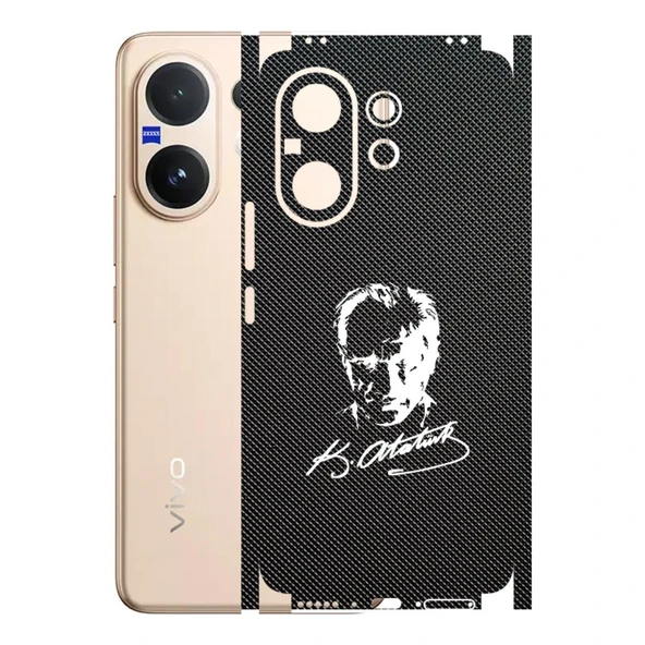 Vivo V60 ile Uyumlu Bumper Serisi Premium Kaplama 360  Atatürk İmzalı Siyah ürün görseli 1