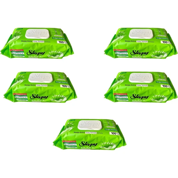 Extra Doğal Aloe Vera Özlü Yüzey Temizlik Islak Havlusu - 100'lü 5 Paket ürün görseli 1