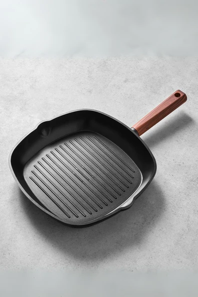 HSR- 8691261408951-Hisar Oslo Granit Grill Tava 28 Cm Ahşap ürün görseli 1